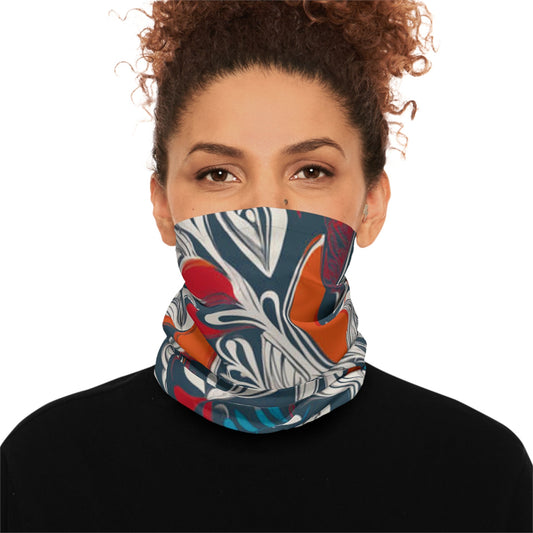 Blue Floral Art Neck Gaiter - Colorwink