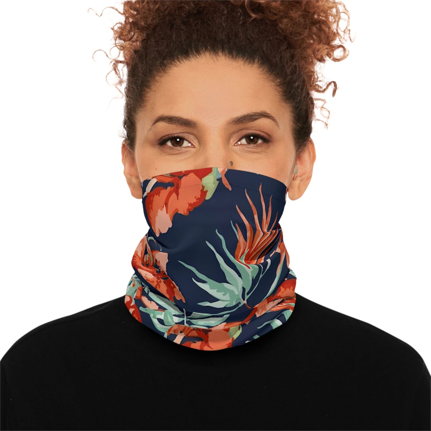 Blue Floral Pattern Neck Gaiter - Colorwink