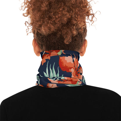 Blue Floral Pattern Neck Gaiter - Colorwink