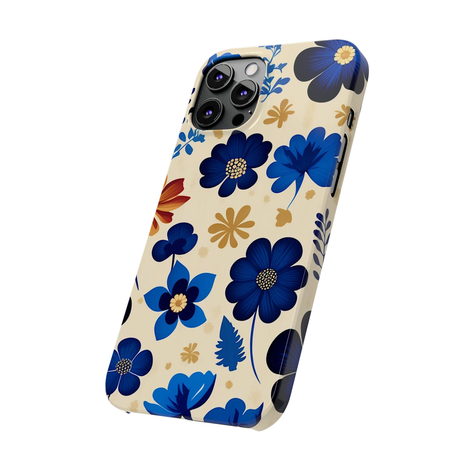 Blue Flower Pattern Slim Phone Case - Colorwink