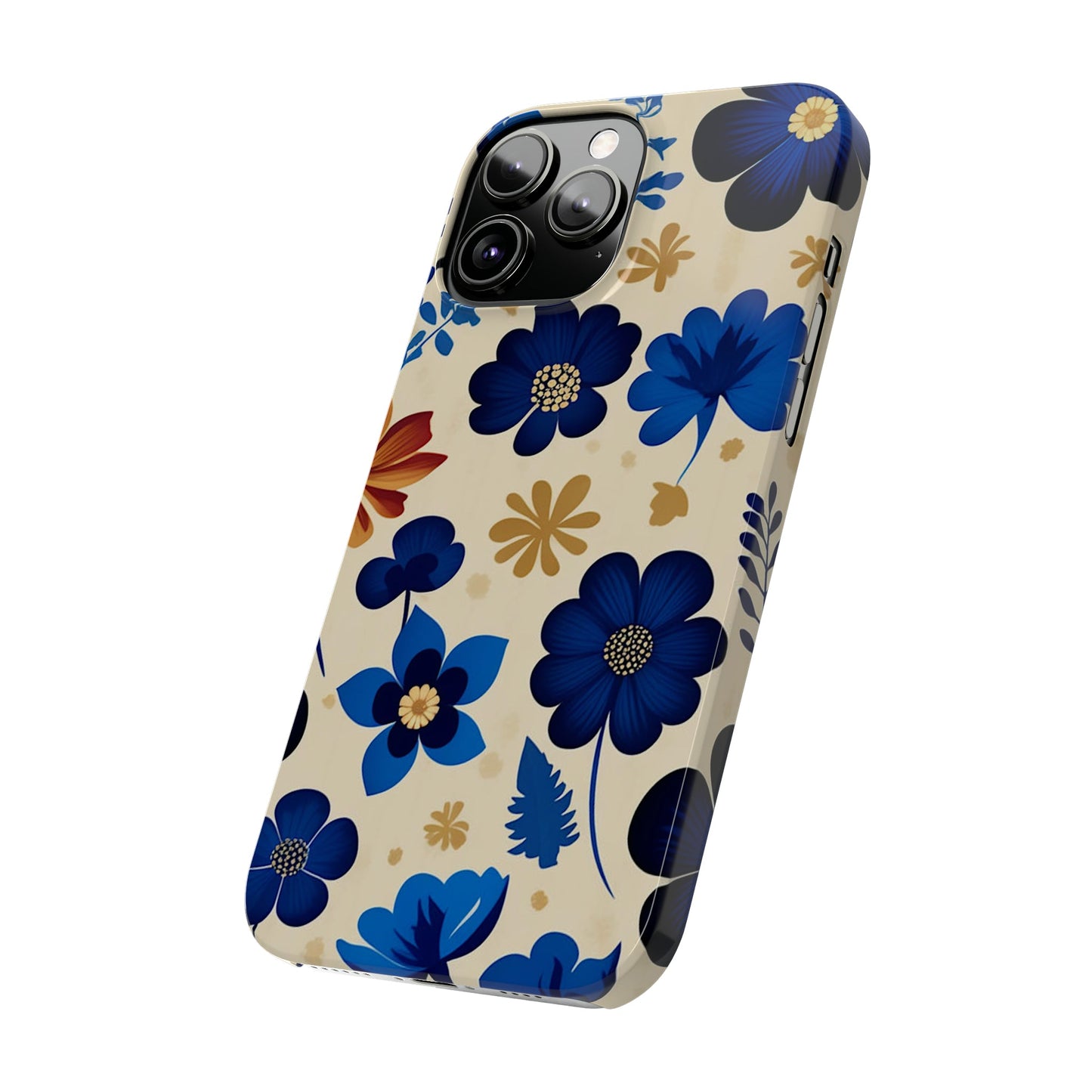 Blue Flower Pattern Slim Phone Case - Colorwink