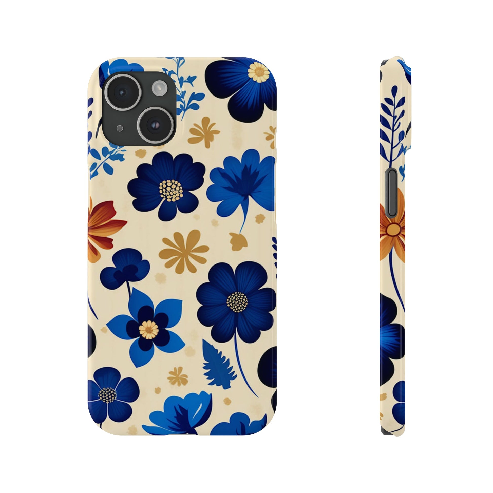 Blue Flower Pattern Slim Phone Case - Colorwink