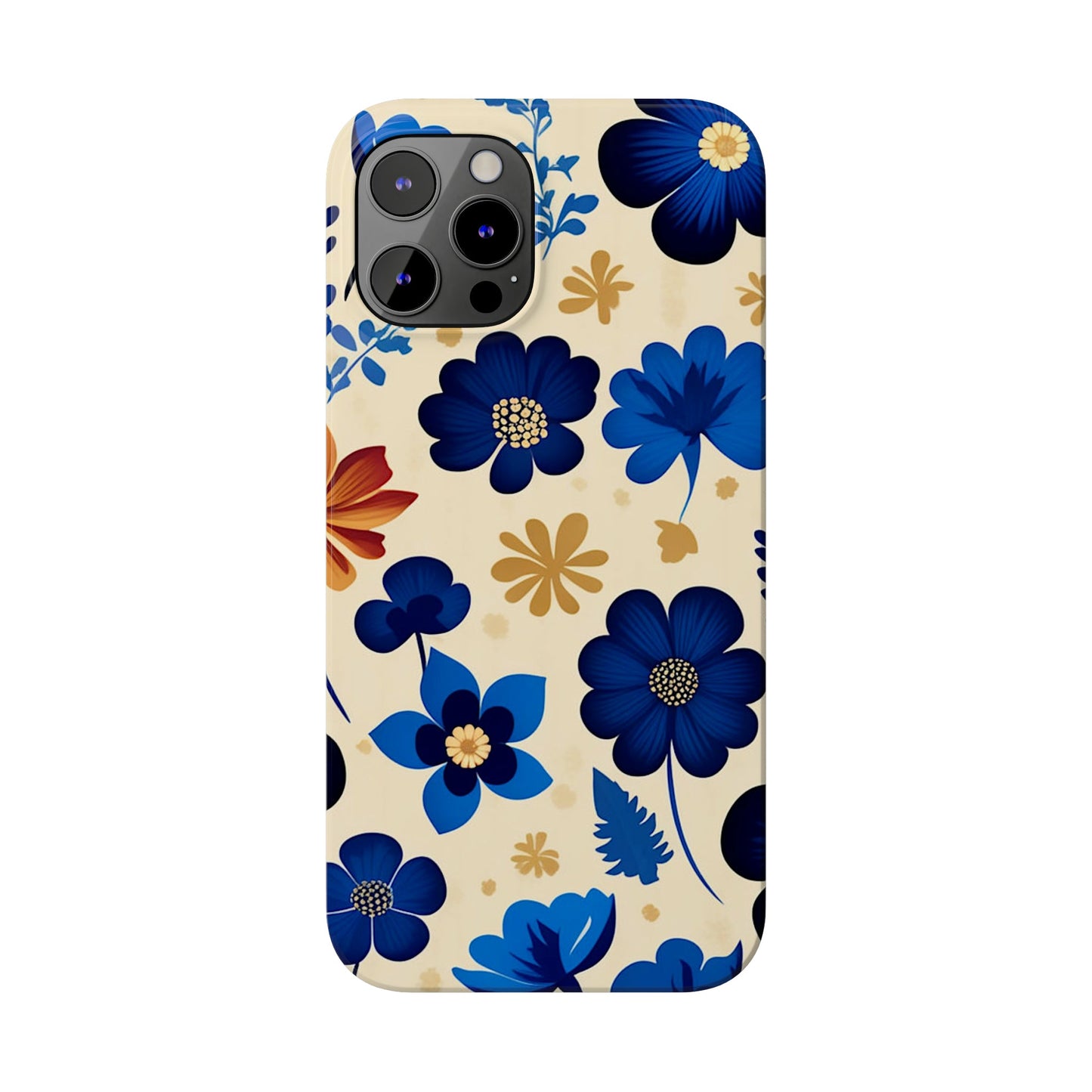 Blue Flower Pattern Slim Phone Case - Colorwink