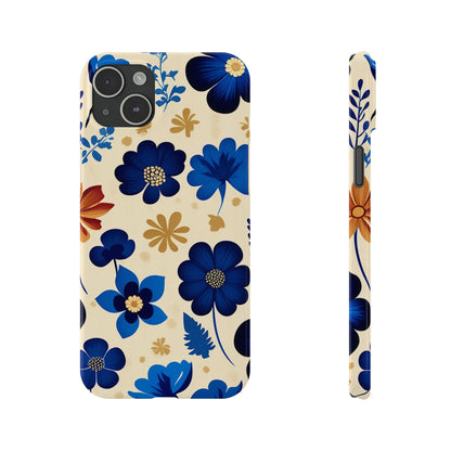 Blue Flower Pattern Slim Phone Case - Colorwink