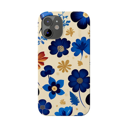 Blue Flower Pattern Slim Phone Case - Colorwink