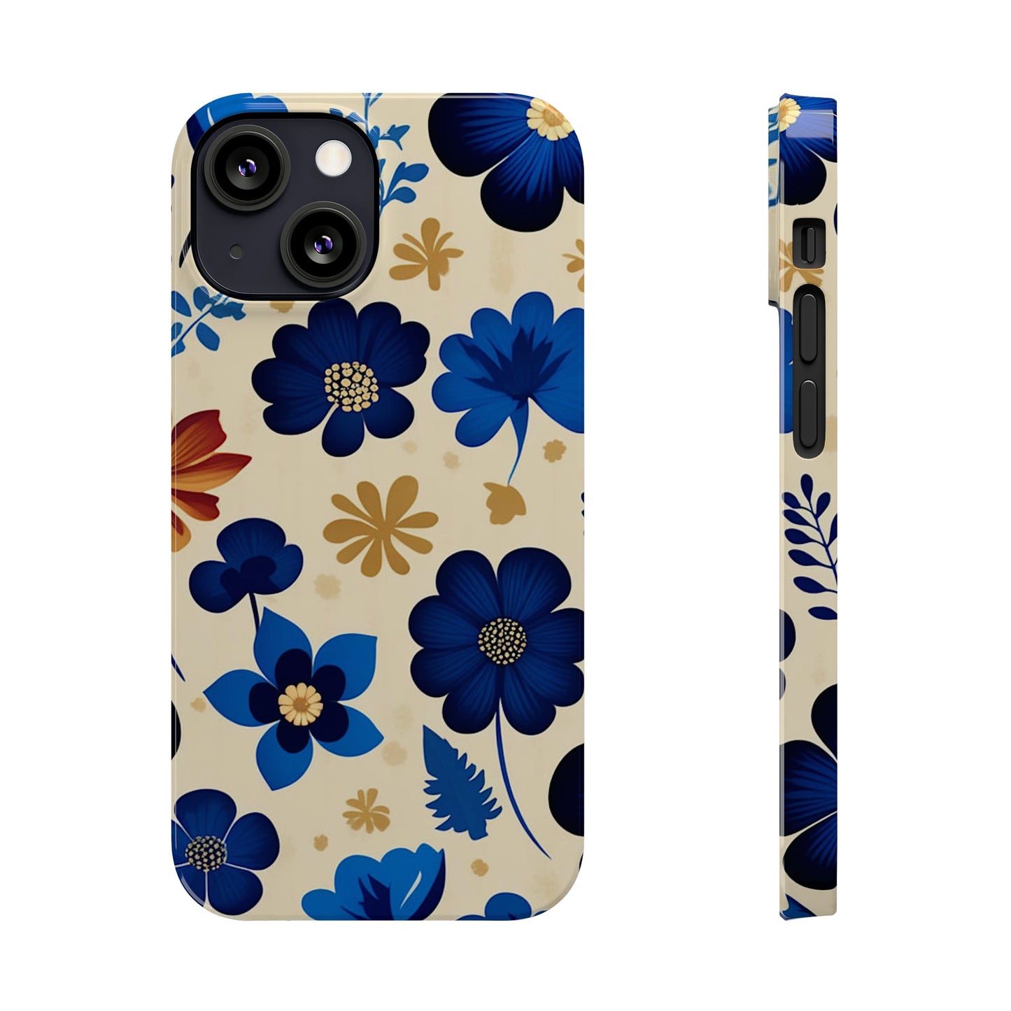 Blue Flower Pattern Slim Phone Case - Colorwink