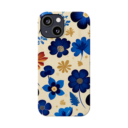 Blue Flower Pattern Slim Phone Case - Colorwink