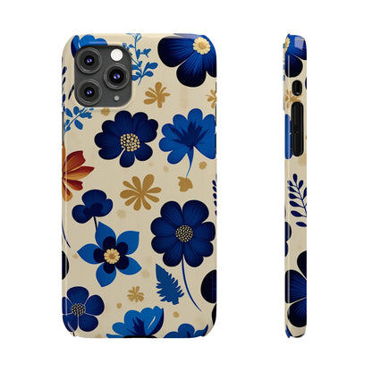 Blue Flower Pattern Slim Phone Case - Colorwink