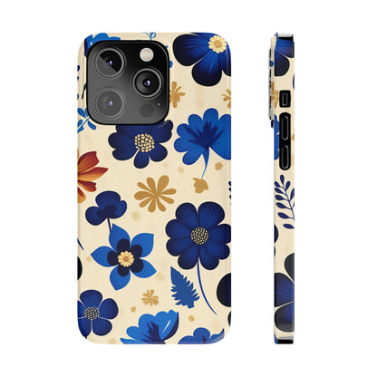 Blue Flower Pattern Slim Phone Case - Colorwink