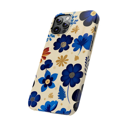 Blue Flower Pattern Slim Phone Case - Colorwink