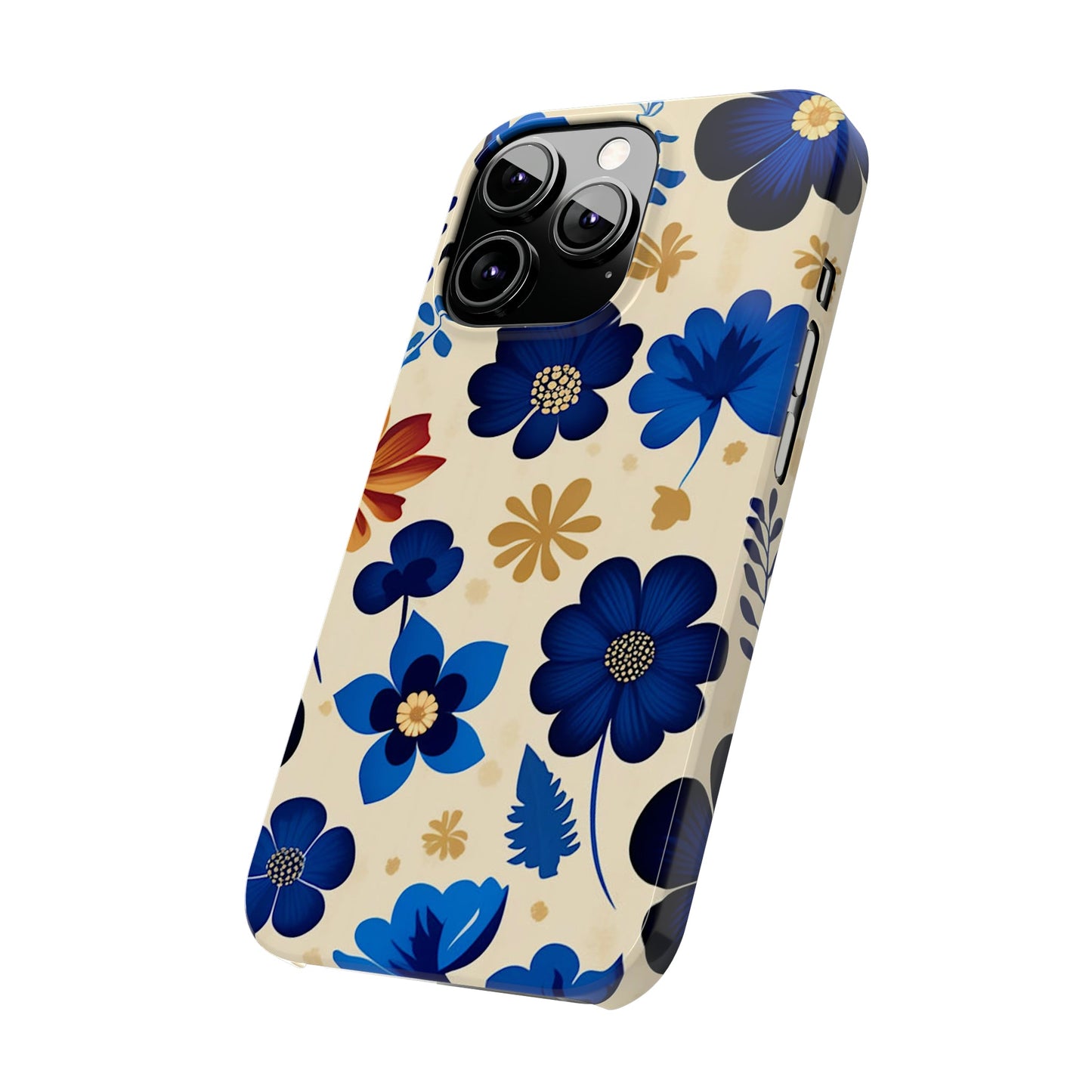 Blue Flower Pattern Slim Phone Case - Colorwink