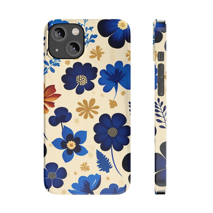 Blue Flower Pattern Slim Phone Case - Colorwink