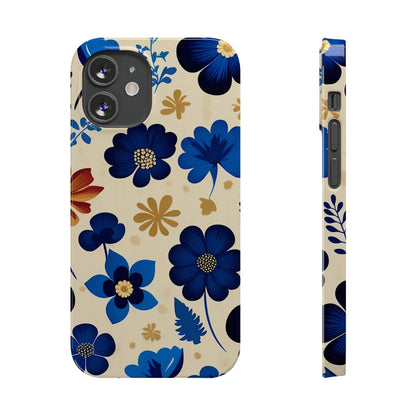 Blue Flower Pattern Slim Phone Case - Colorwink