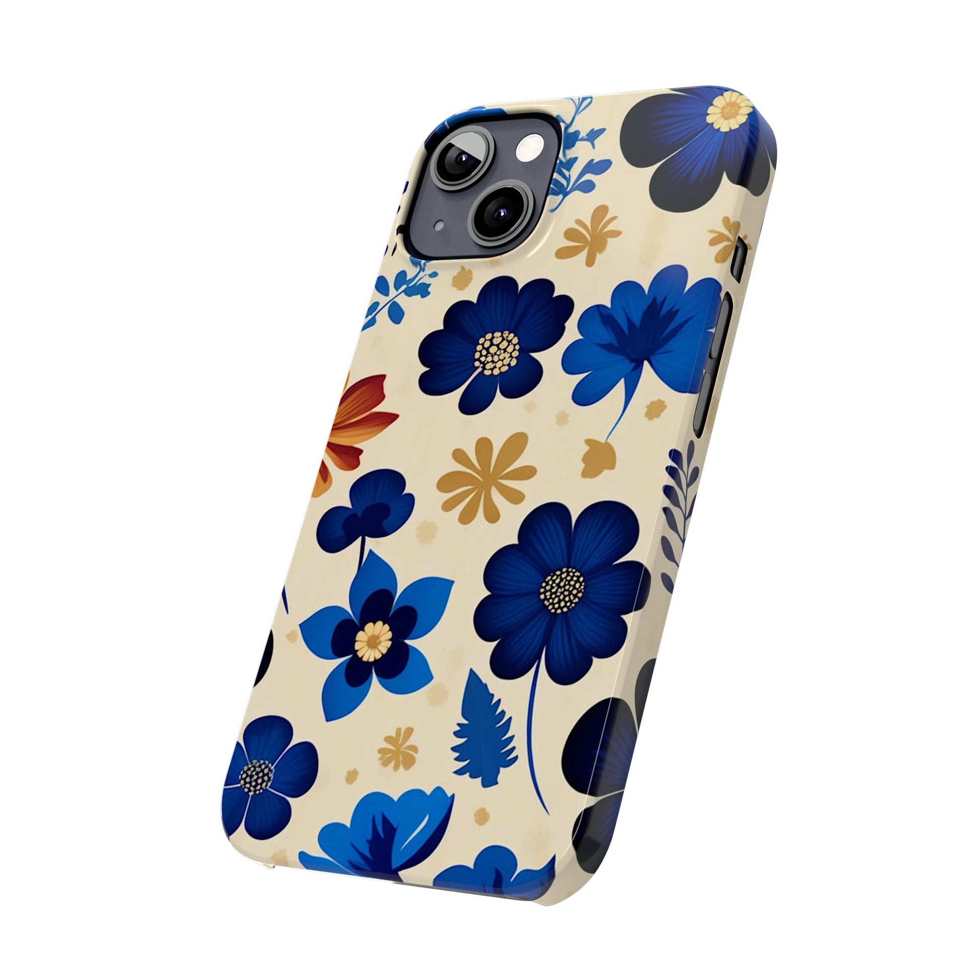 Blue Flower Pattern Slim Phone Case - Colorwink