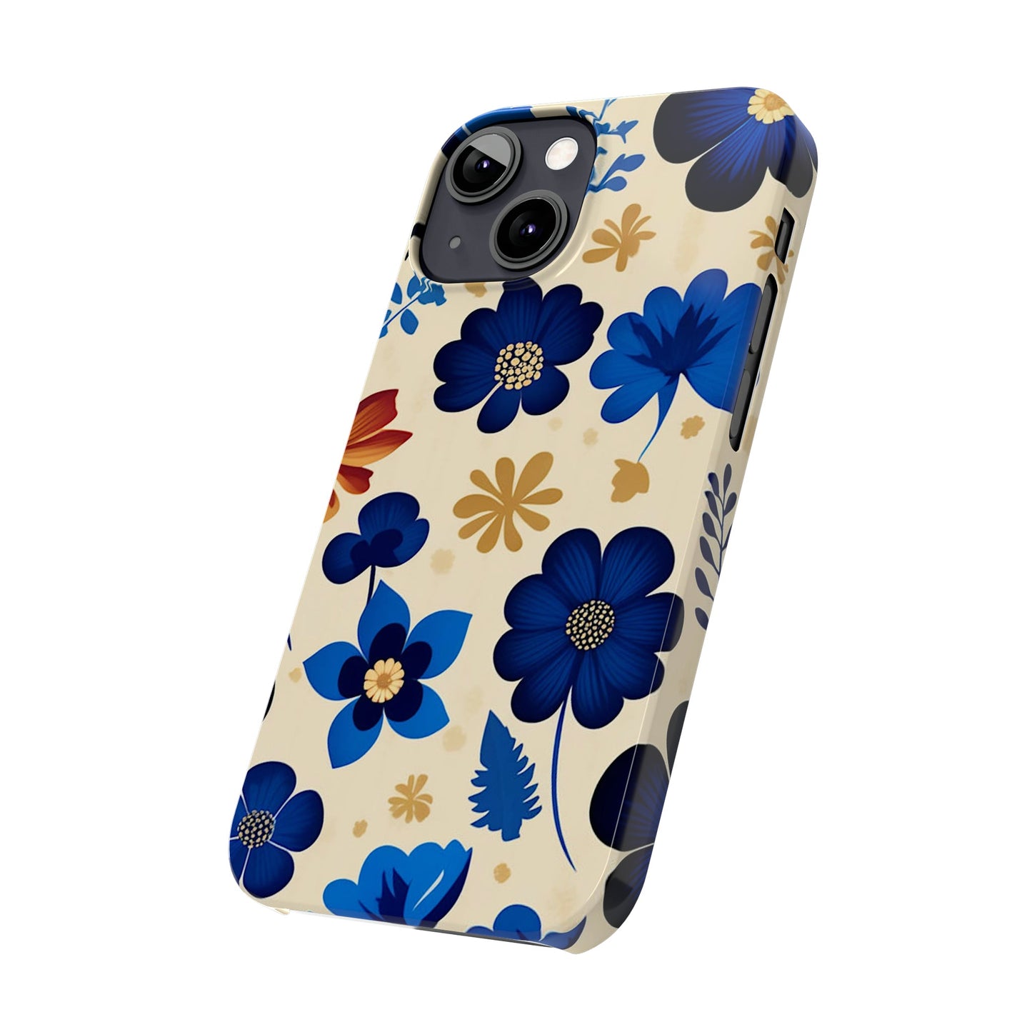 Blue Flower Pattern Slim Phone Case - Colorwink