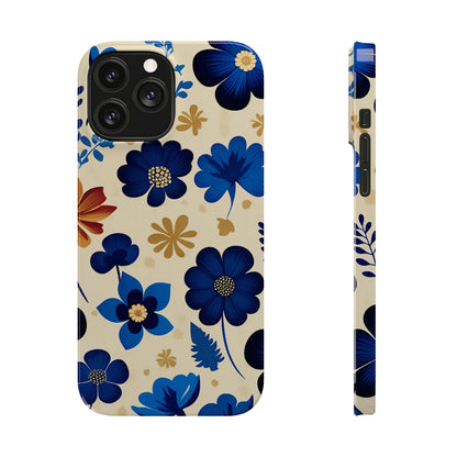 Blue Flower Pattern Slim Phone Case - Colorwink