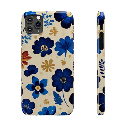 Blue Flower Pattern Slim Phone Case - Colorwink