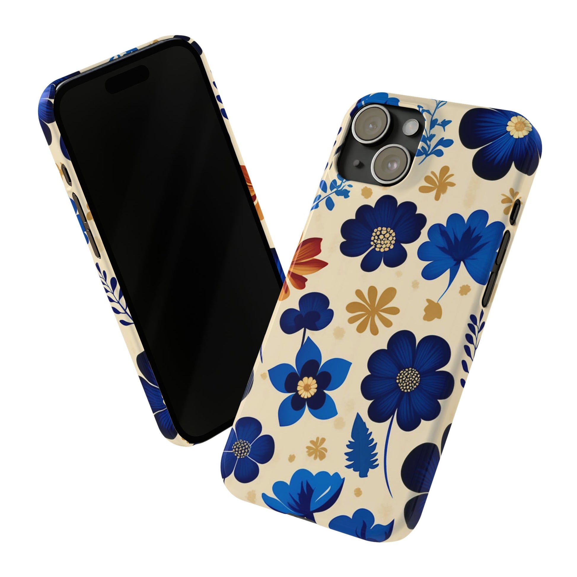 Blue Flower Pattern Slim Phone Case - Colorwink