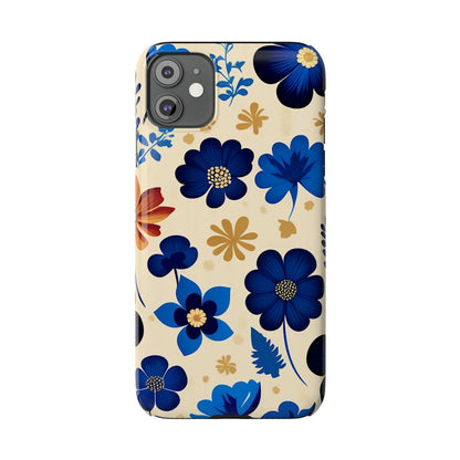 Blue Flower Pattern Slim Phone Case - Colorwink