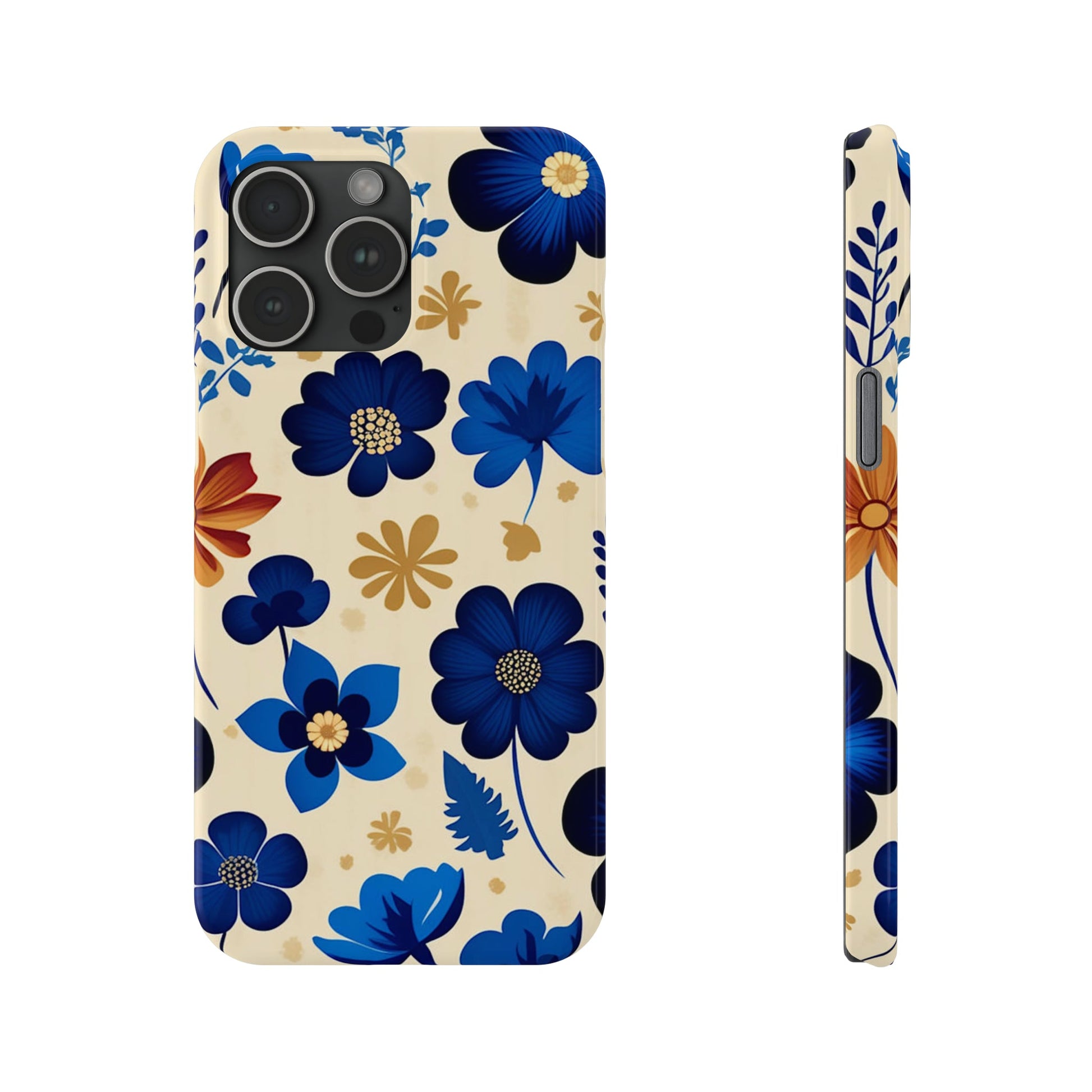 Blue Flower Pattern Slim Phone Case - Colorwink