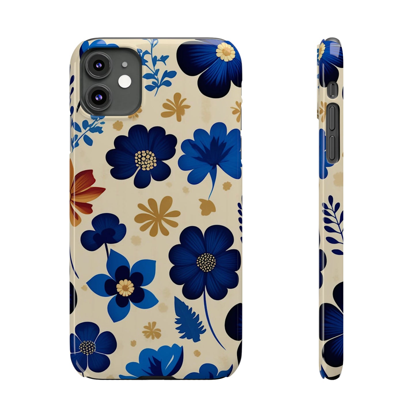 Blue Flower Pattern Slim Phone Case - Colorwink