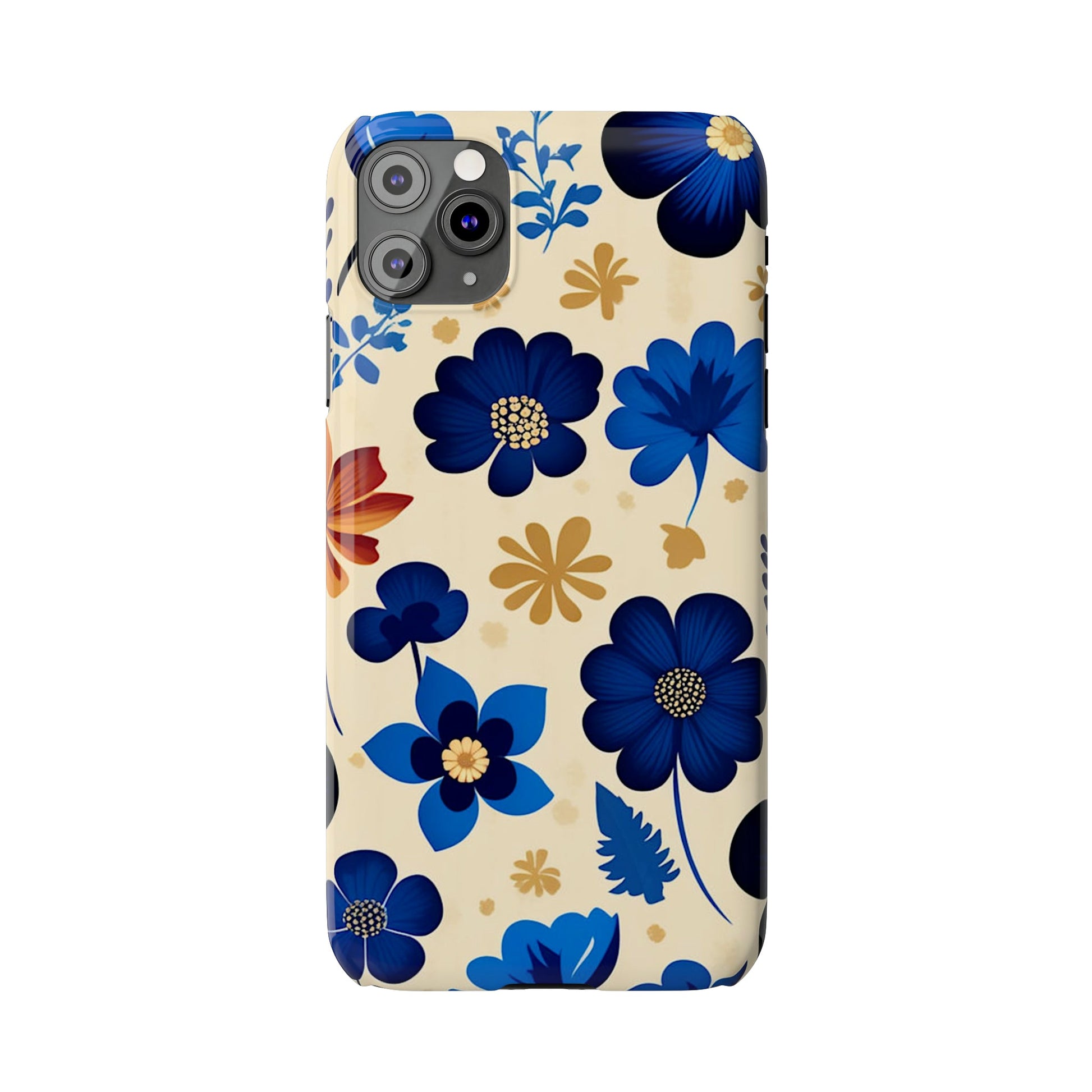 Blue Flower Pattern Slim Phone Case - Colorwink