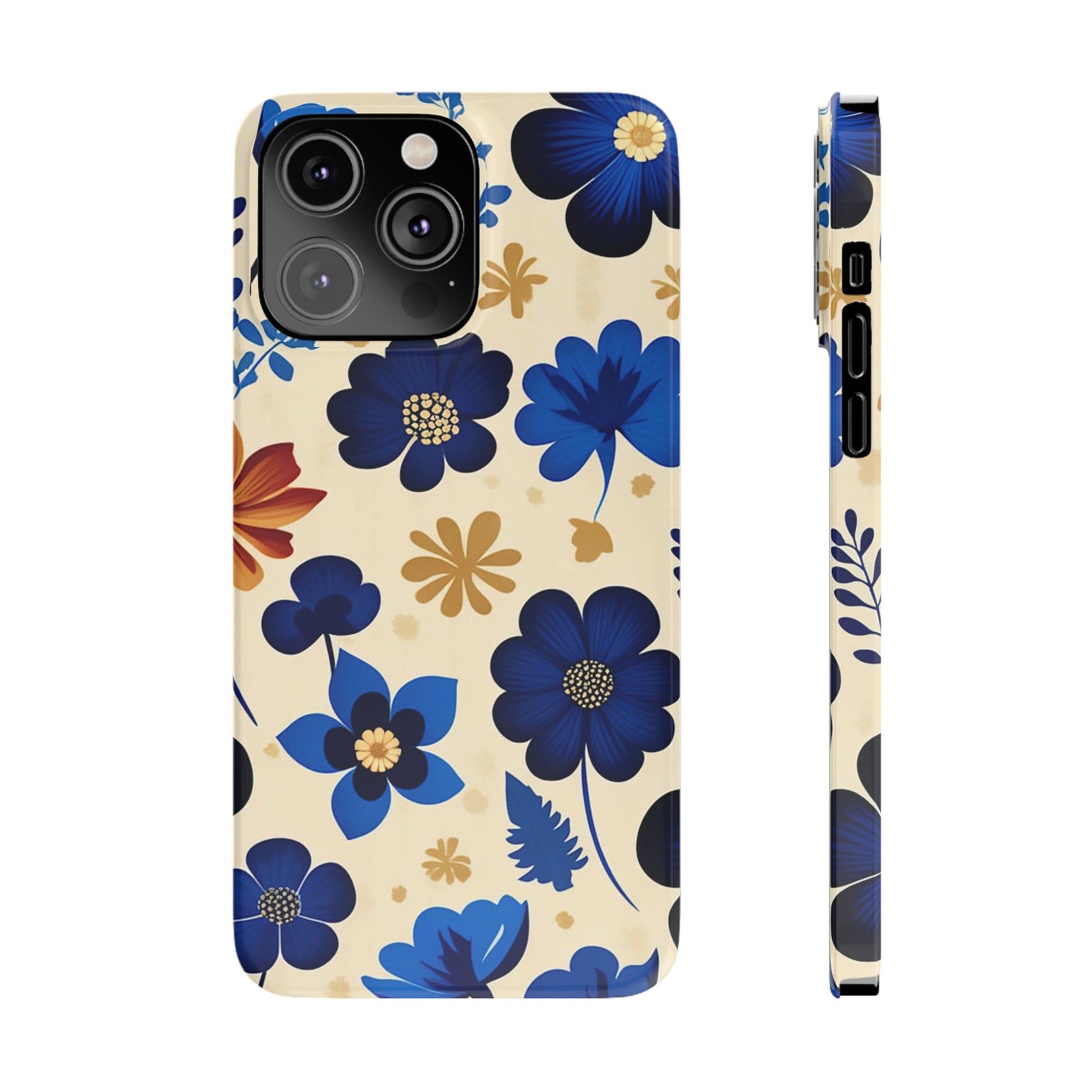 Blue Flower Pattern Slim Phone Case - Colorwink