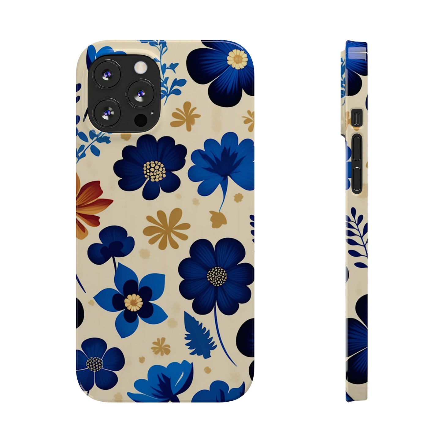 Blue Flower Pattern Slim Phone Case - Colorwink