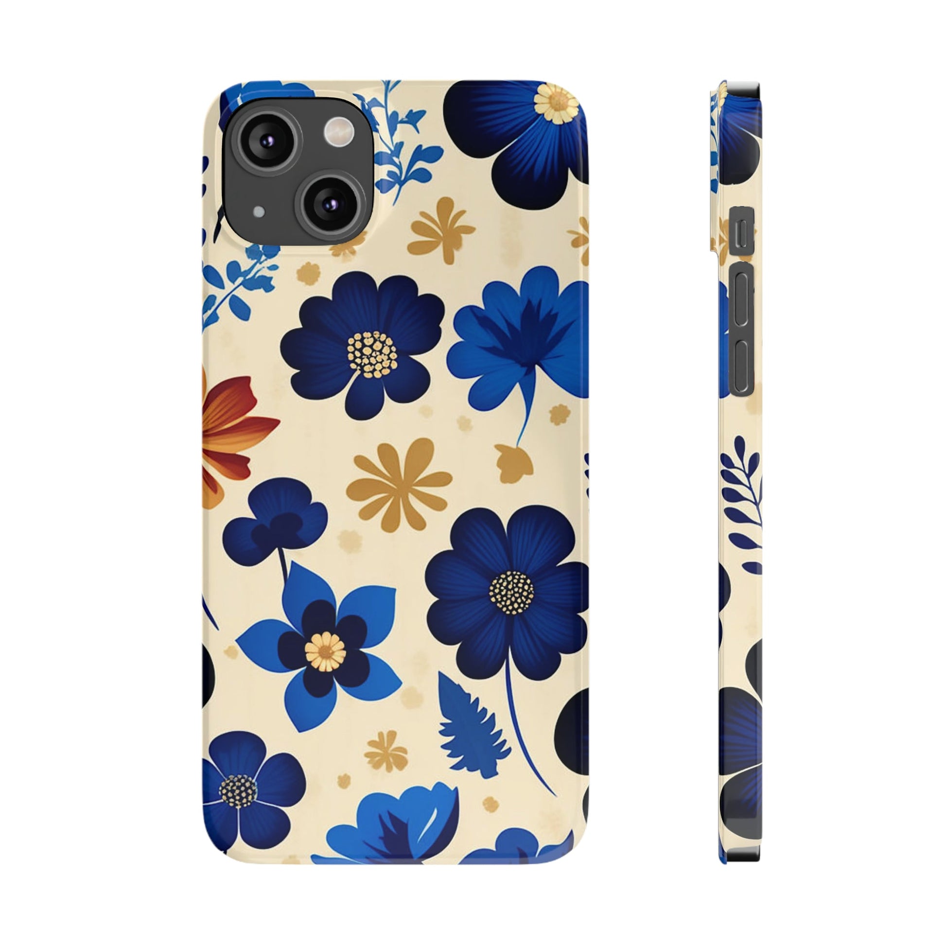 Blue Flower Pattern Slim Phone Case - Colorwink