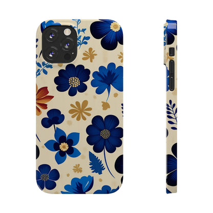 Blue Flower Pattern Slim Phone Case - Colorwink