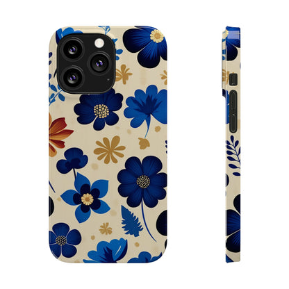 Blue Flower Pattern Slim Phone Case - Colorwink