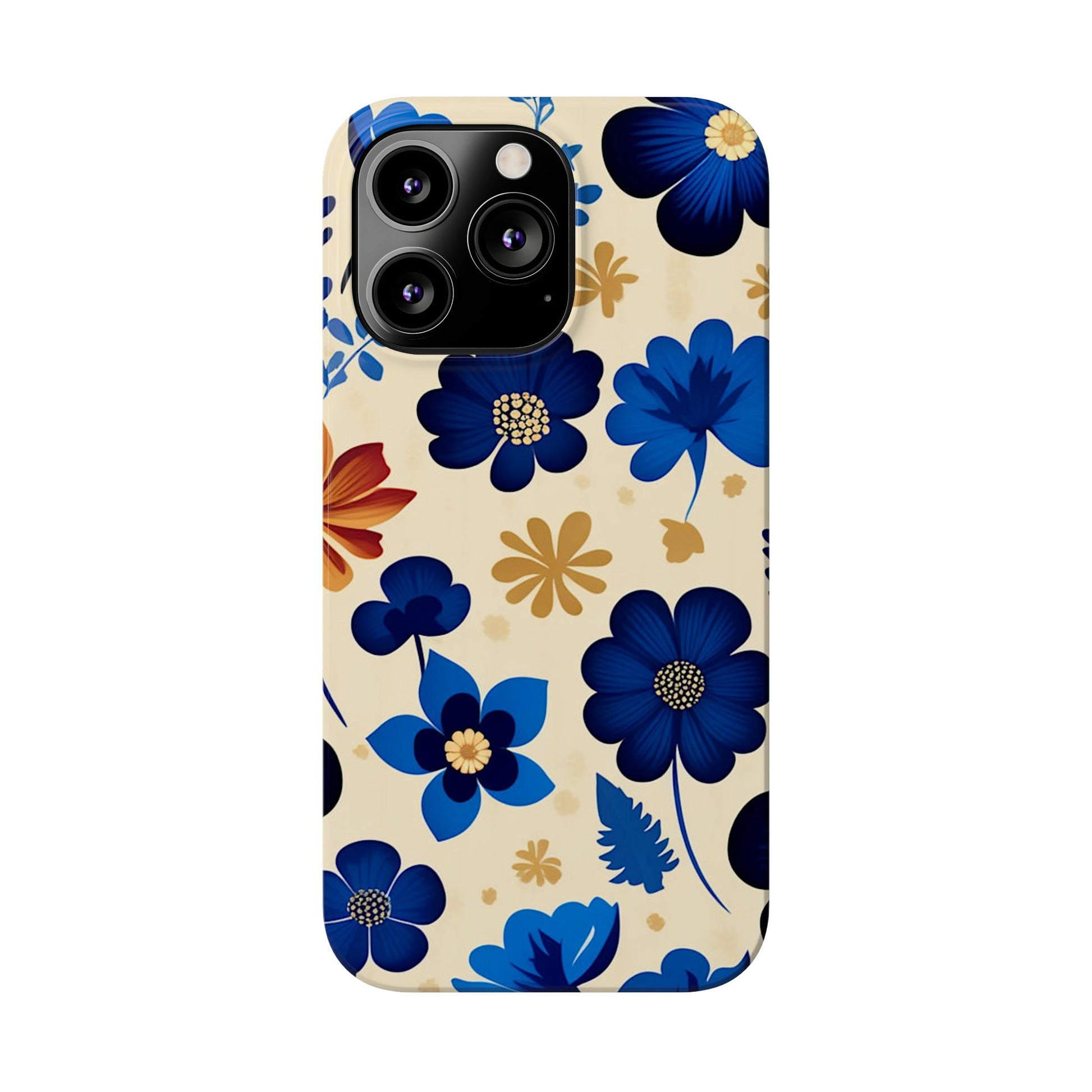 Blue Flower Pattern Slim Phone Case - Colorwink