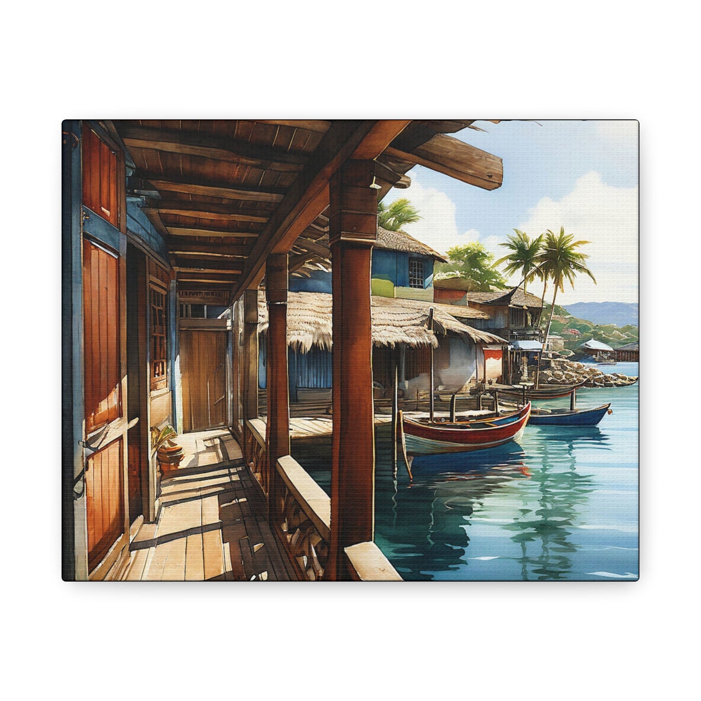 Boat House View Art Canvas - Colorwink