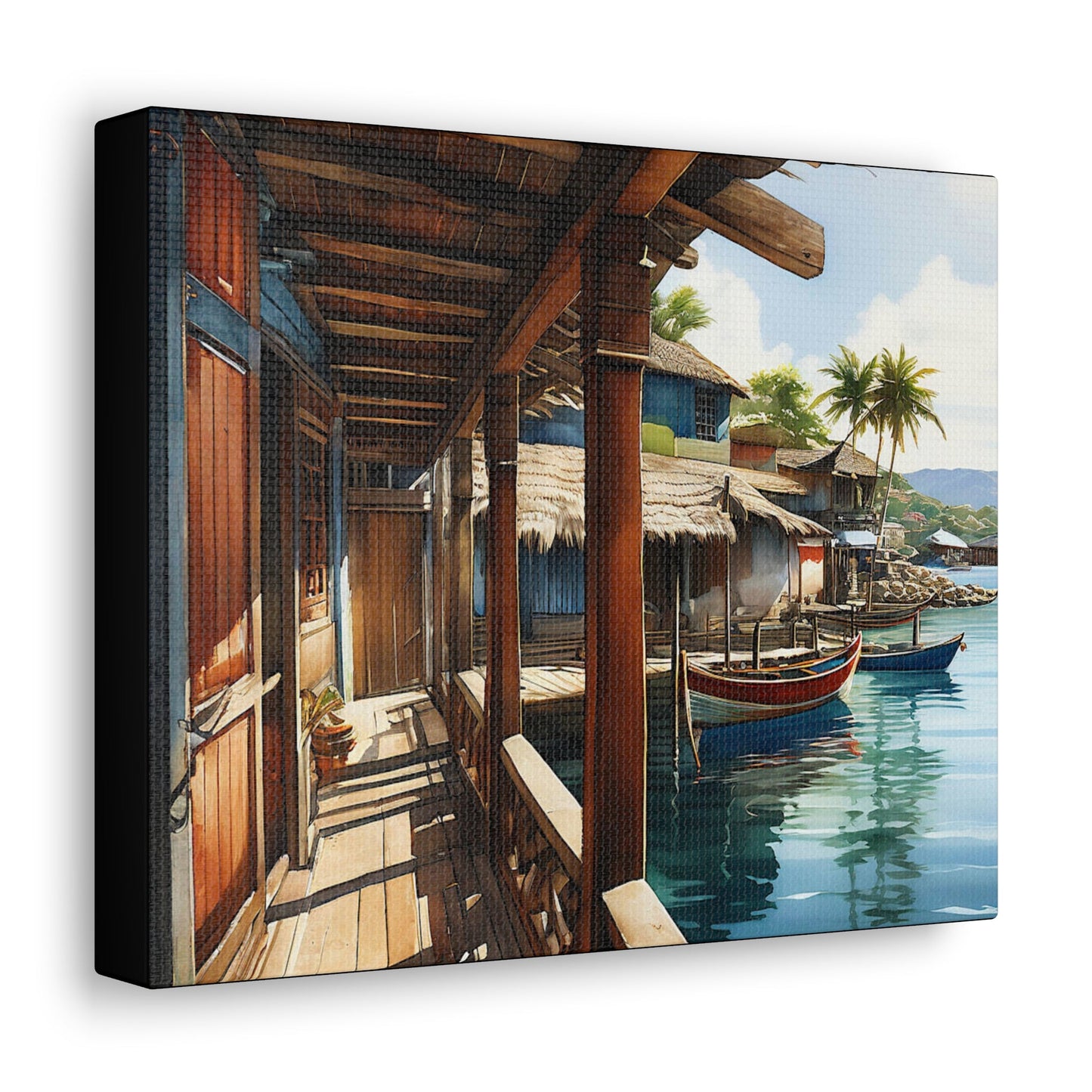 Boat House View Art Canvas - Colorwink