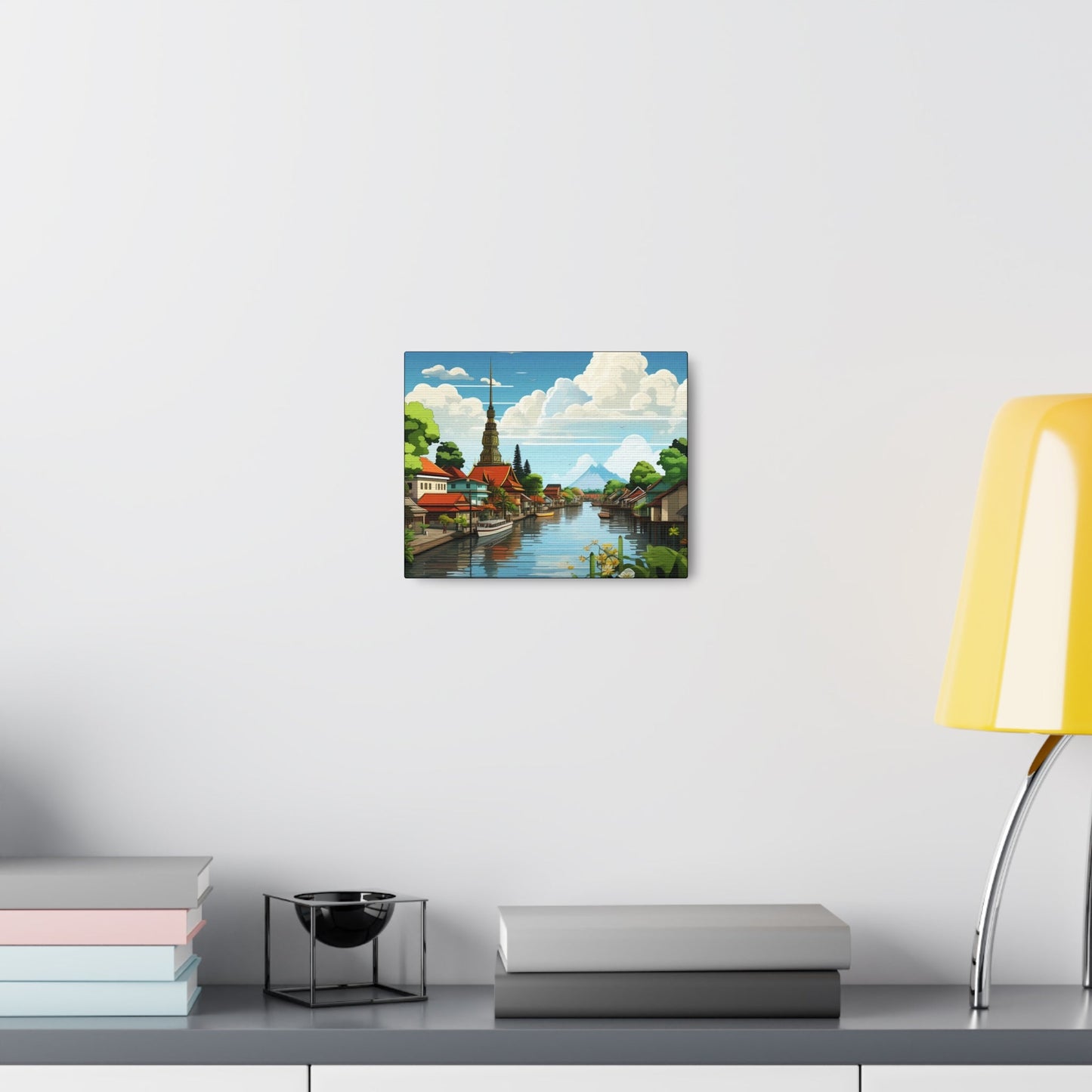 Canal Village Landscape Art Canvas - Colorwink