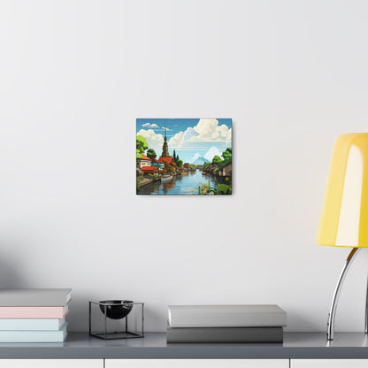 Canal Village Landscape Art Canvas - Colorwink