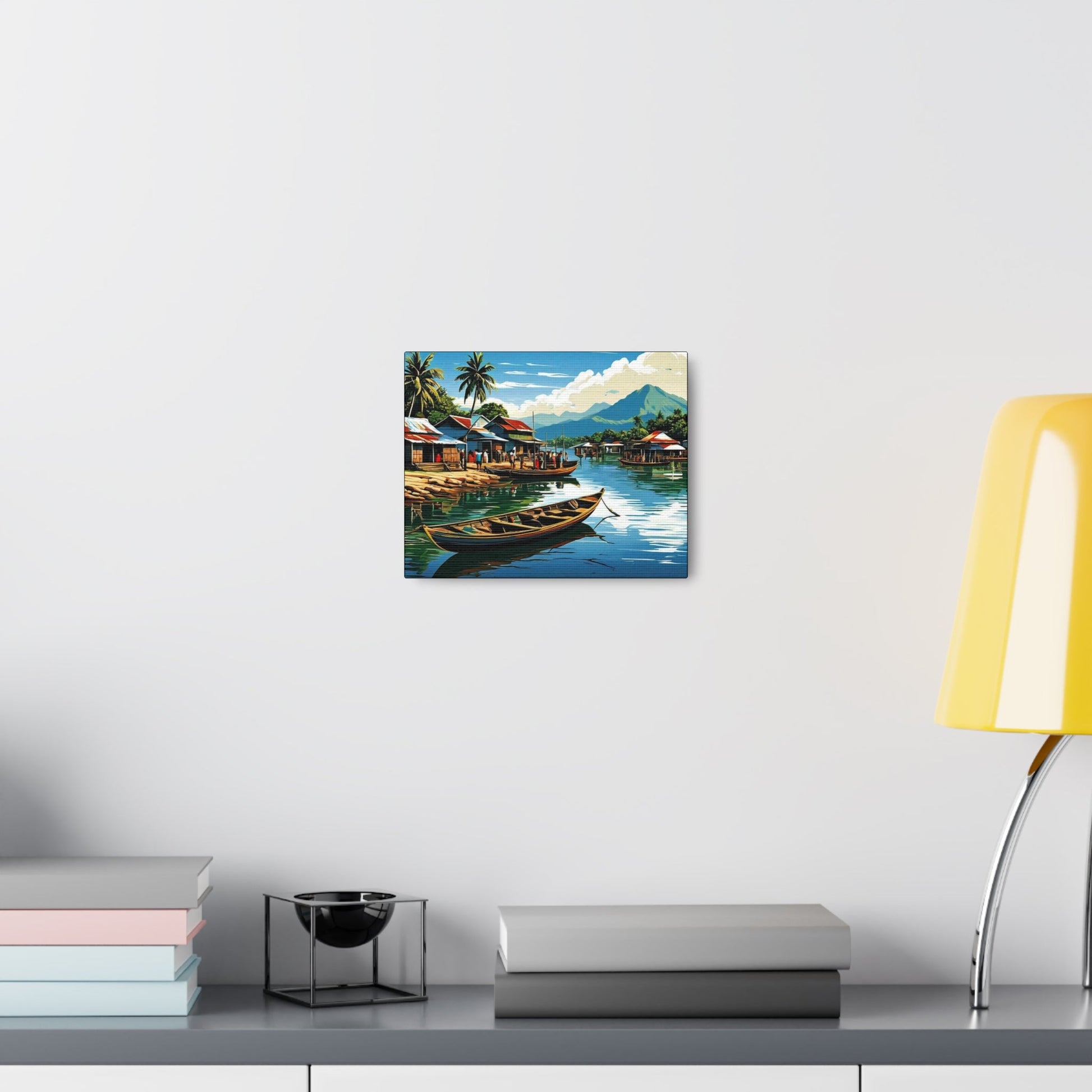 Canal Village Landscape Art Canvas - Colorwink