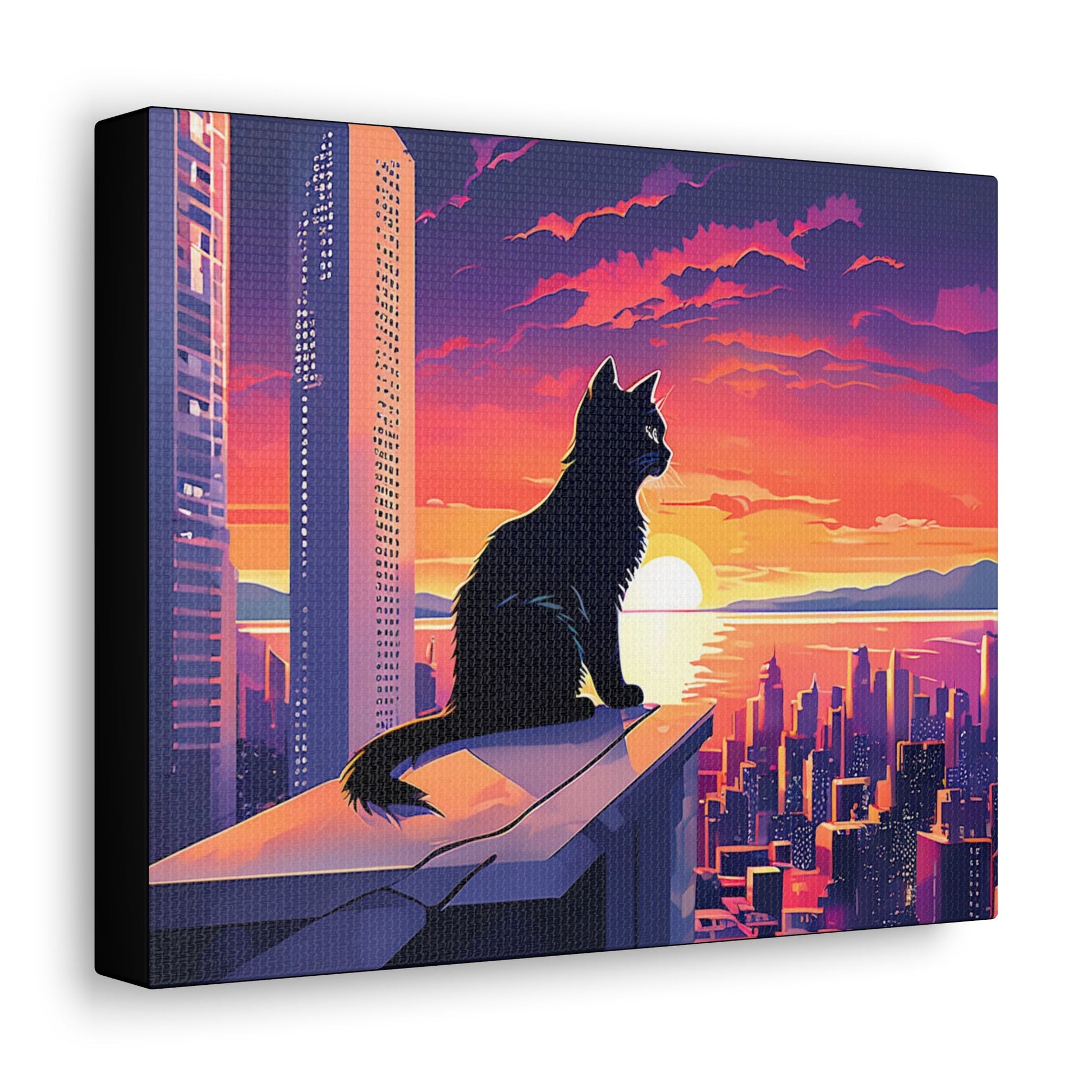 Cat at Sunset Canvas - Colorwink