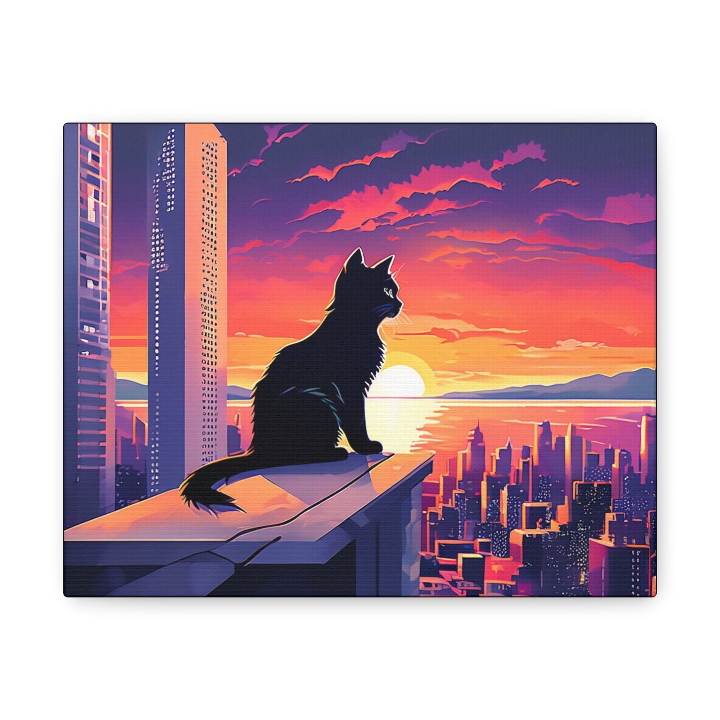 Cat at Sunset Canvas - Colorwink