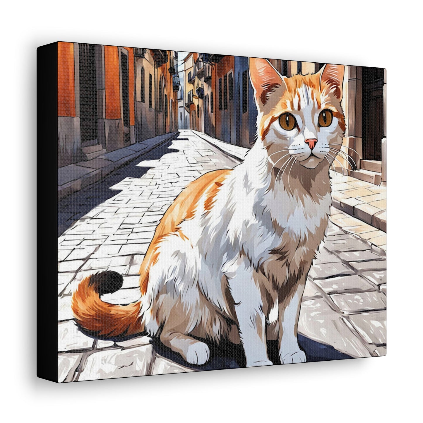 Cat in street Art Canvas - Colorwink