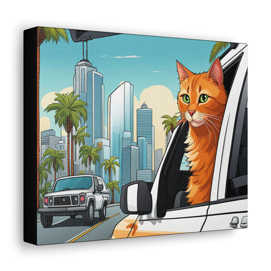 Cat Looking out of Car Window Canvas - Colorwink