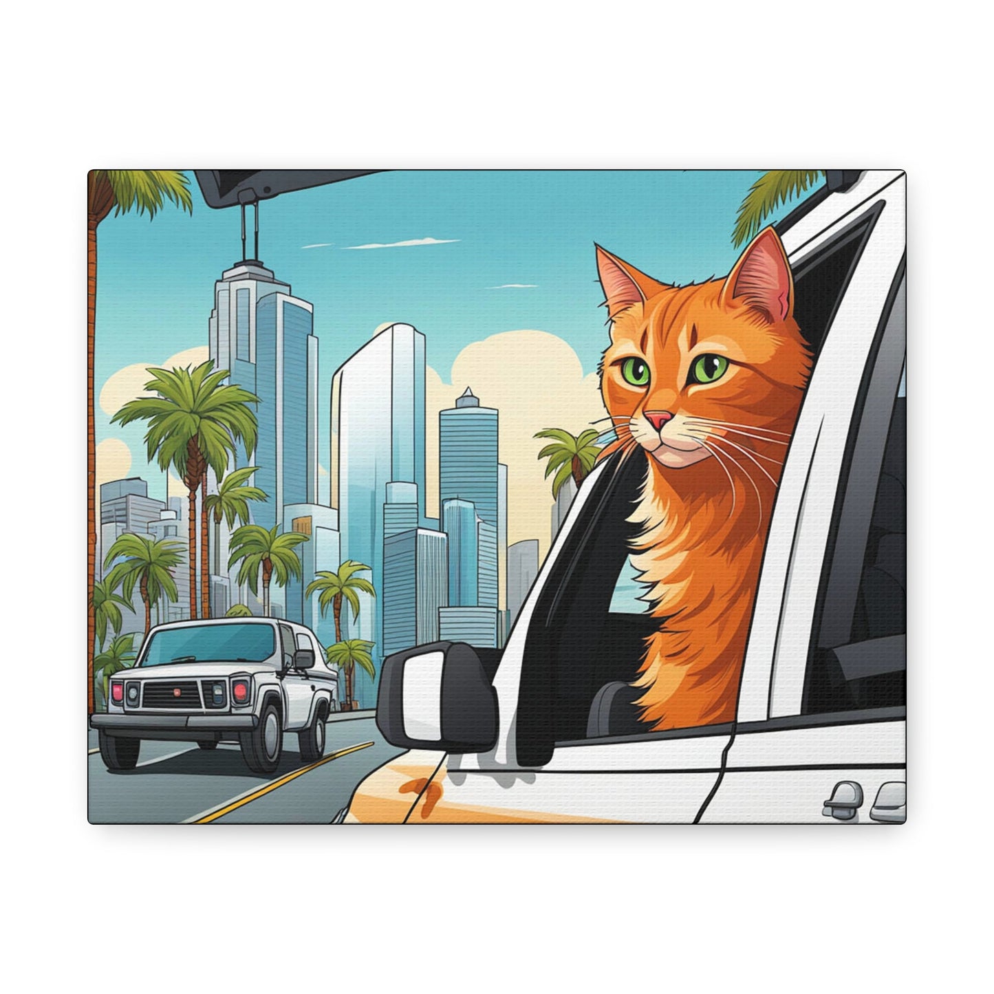 Cat Looking out of Car Window Canvas - Colorwink