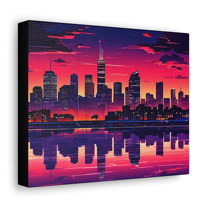 Cityscape in Reflection Canvas - Colorwink