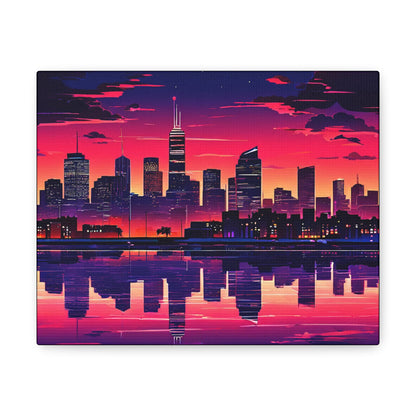 Cityscape in Reflection Canvas - Colorwink