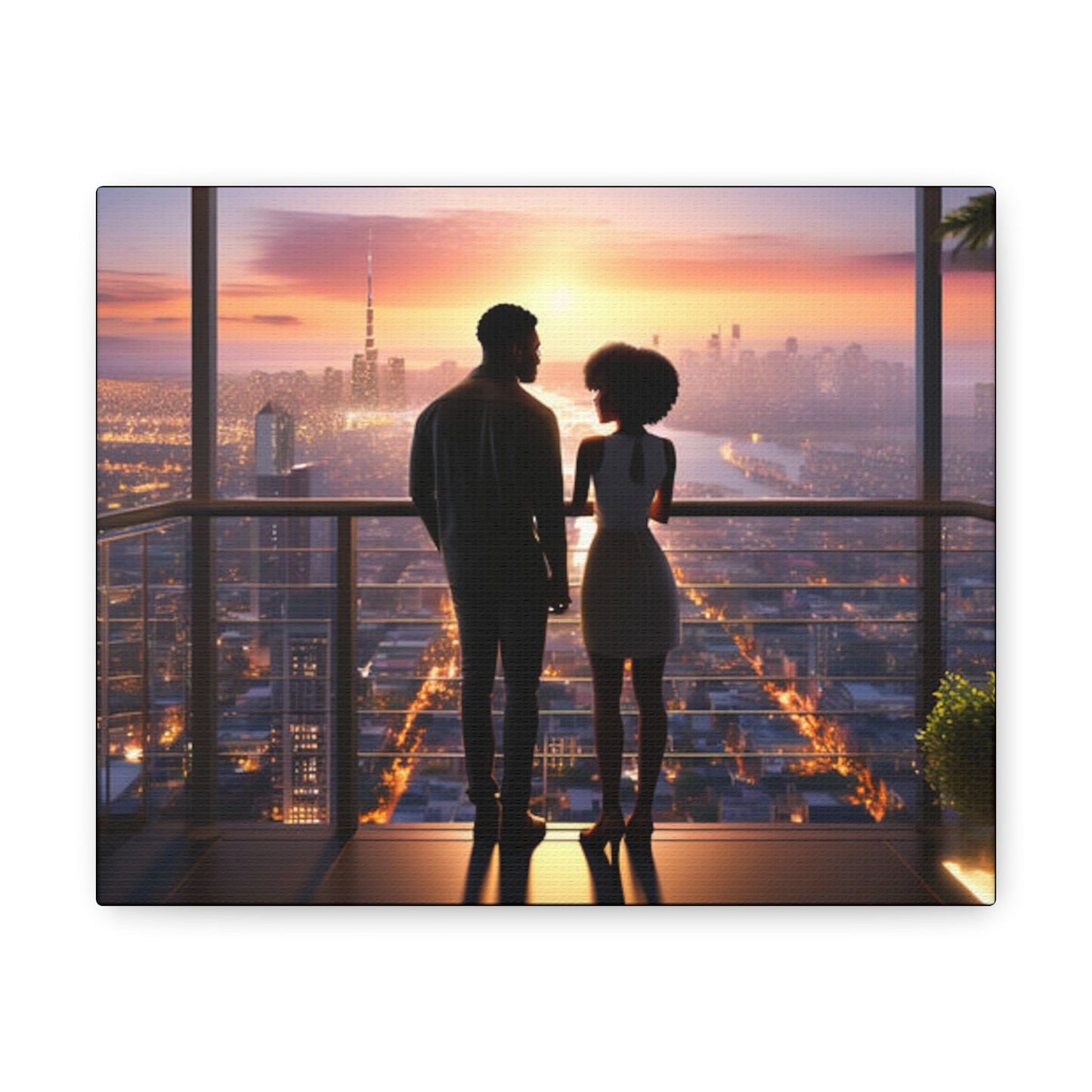 Couple in Balcony Canvas - Colorwink