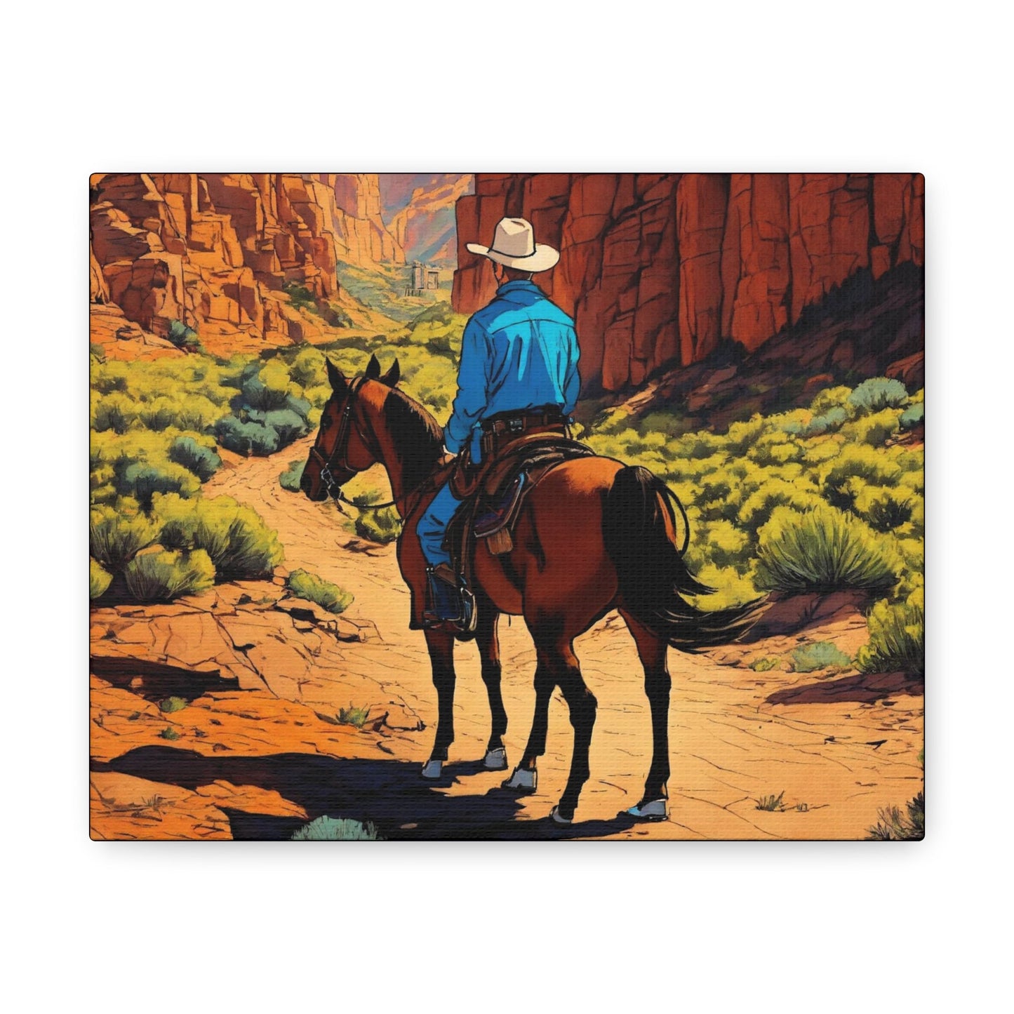 Cowboy Scenic View Canvas - Colorwink