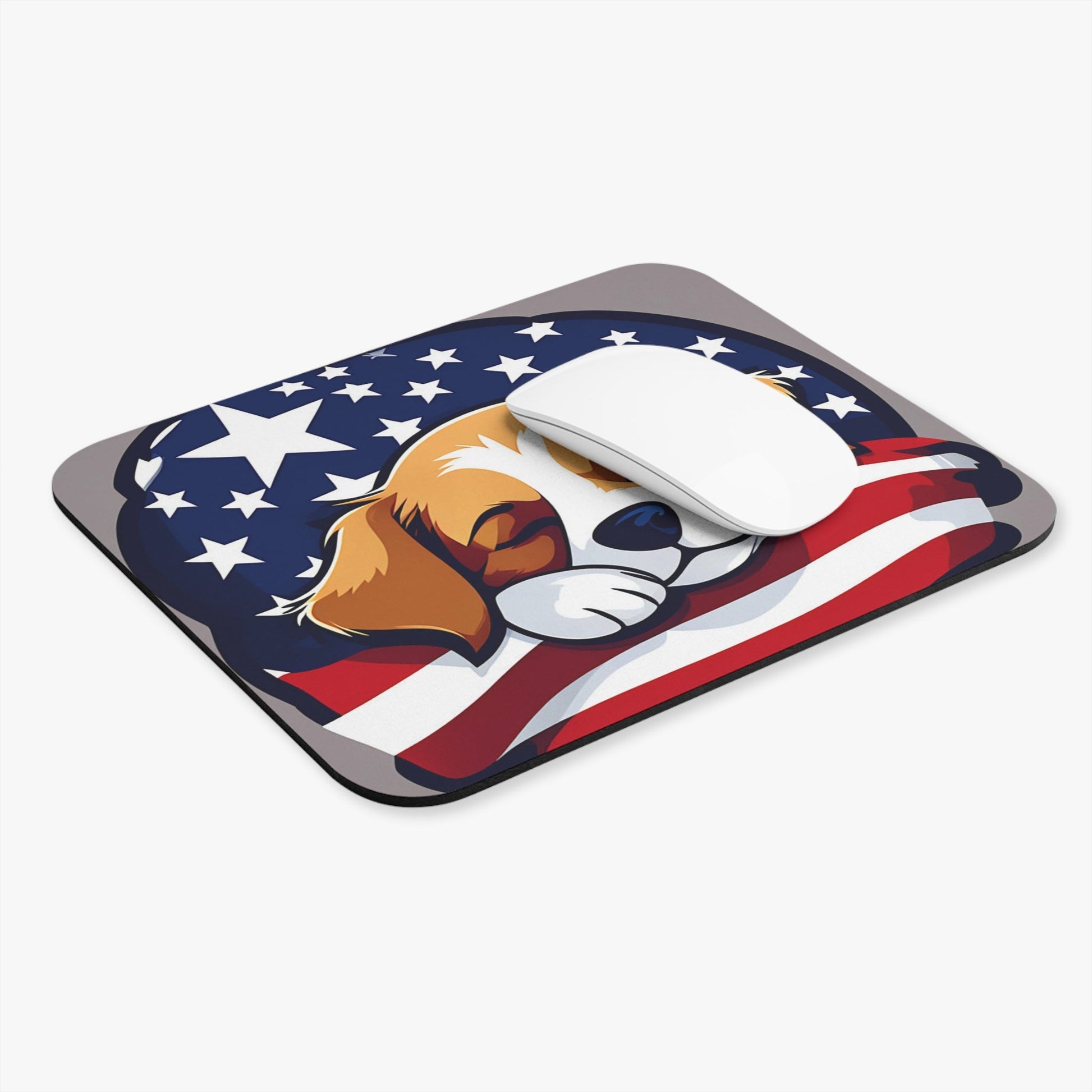 Cute Dog American Flag Mouse Pad - Colorwink