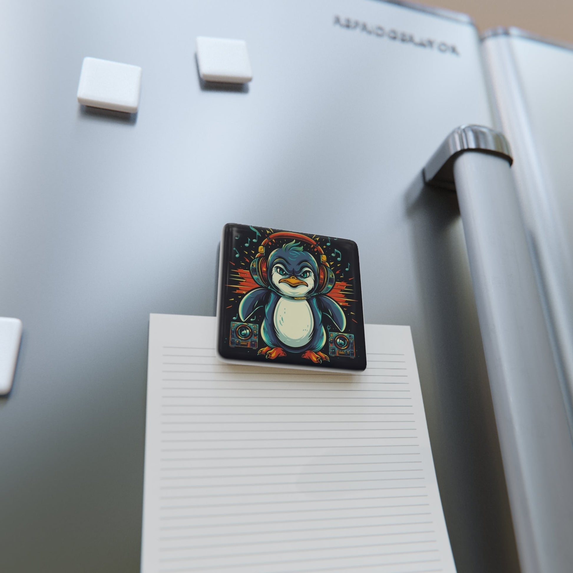 Dj Penguin Fridge Magnet - Colorwink