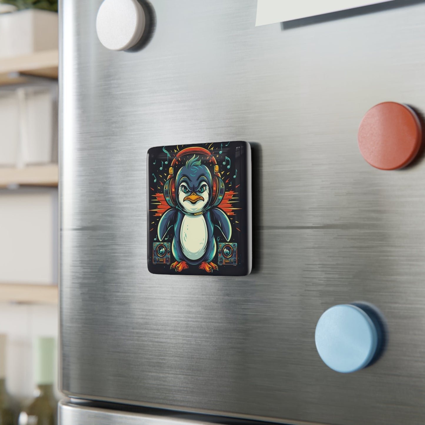 Dj Penguin Fridge Magnet - Colorwink