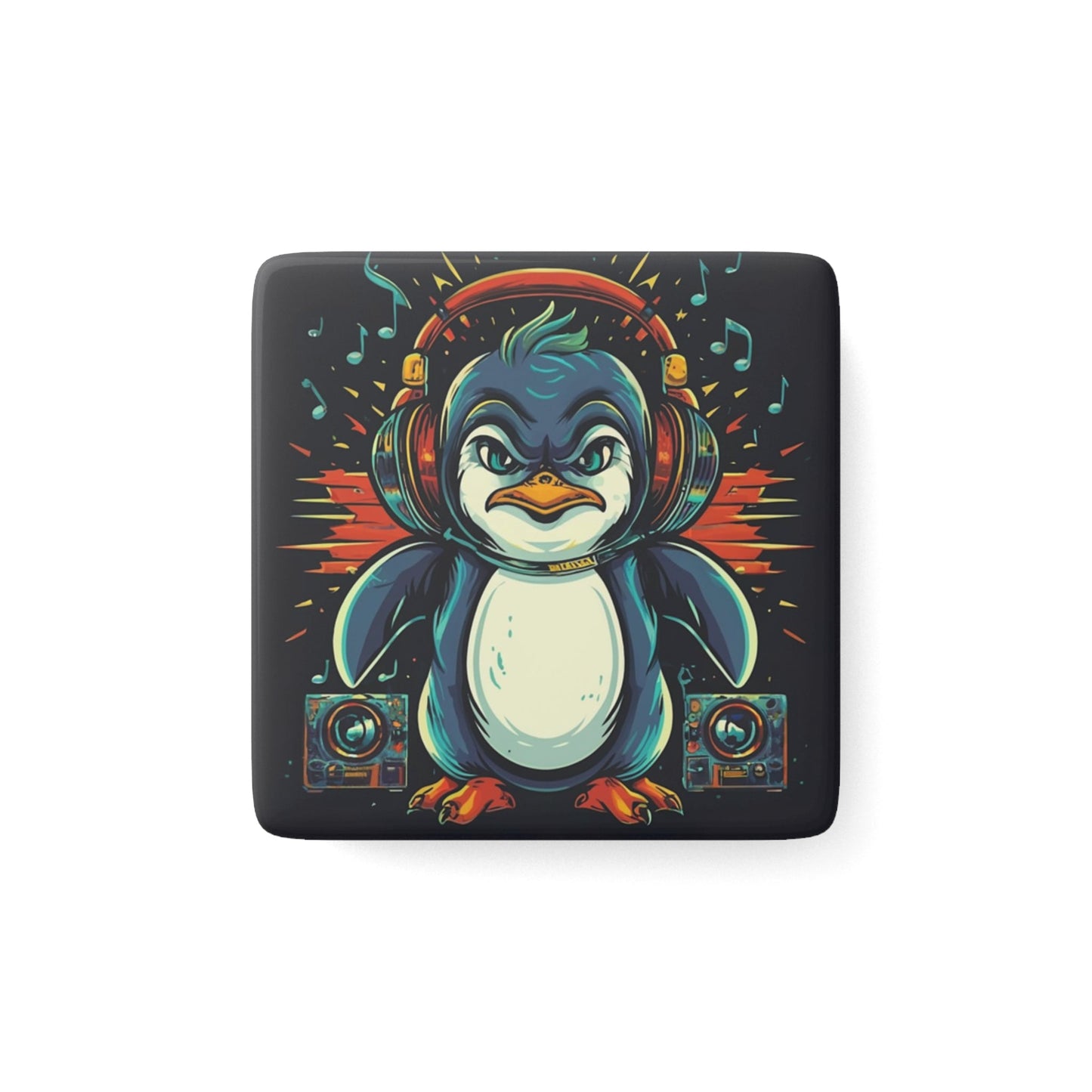 Dj Penguin Fridge Magnet - Colorwink